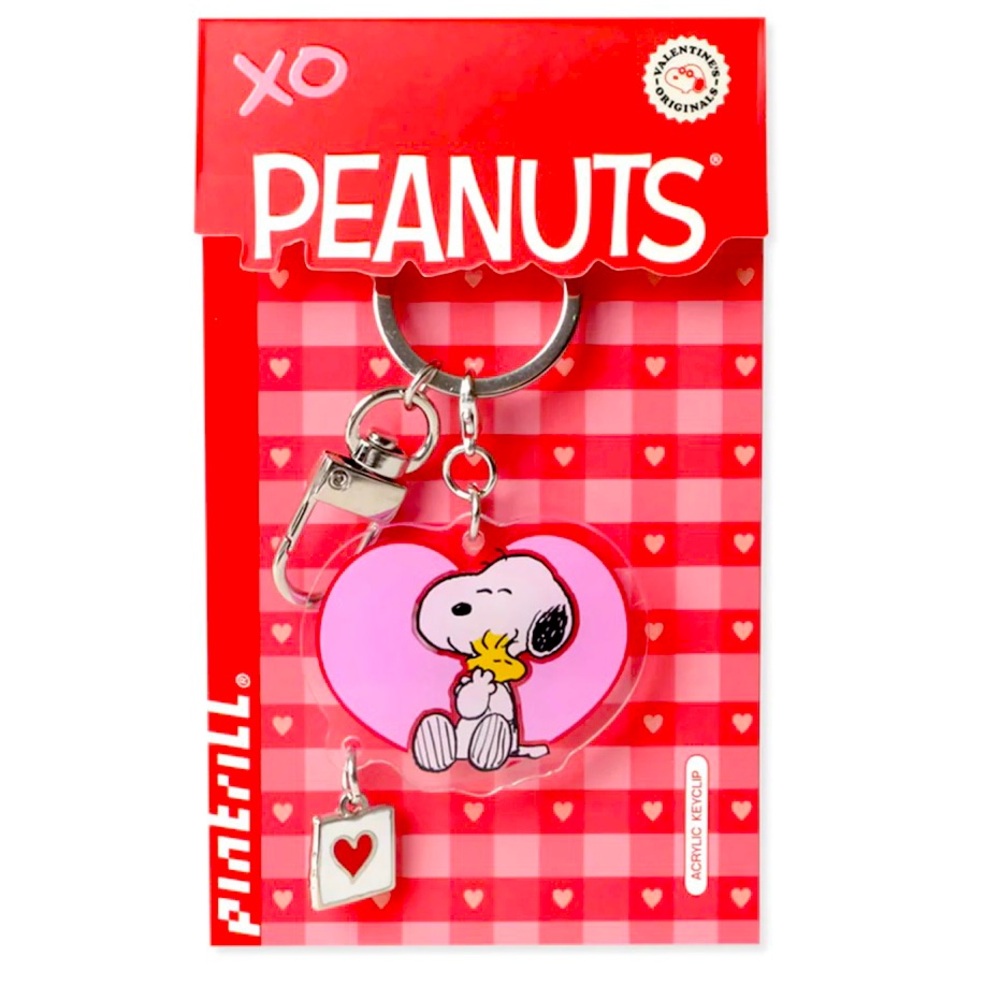 Snoopy Pink Heart Valentine Enamel & Acrylic Keychain - Picture 2 of 3
